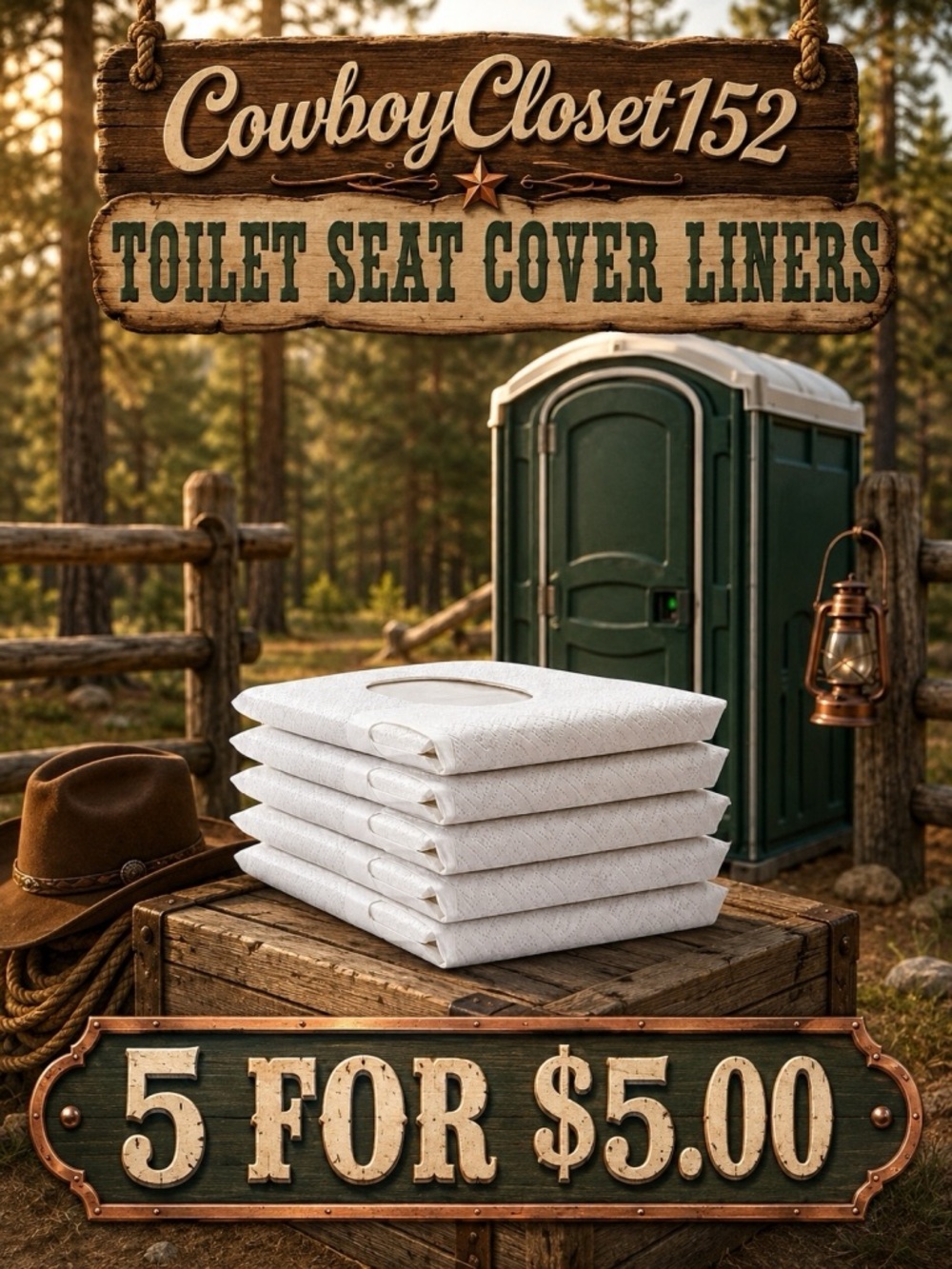 White Toilet Seat Cover Liners - Pack of 5